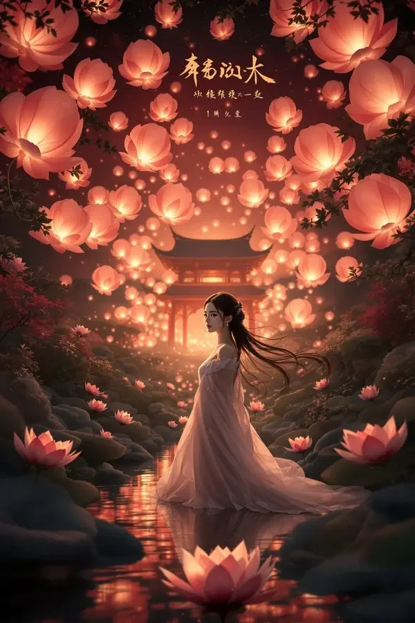 镜花水月 - 飞天影院 镜花水月电影海报——古镜中倒映的月与少女